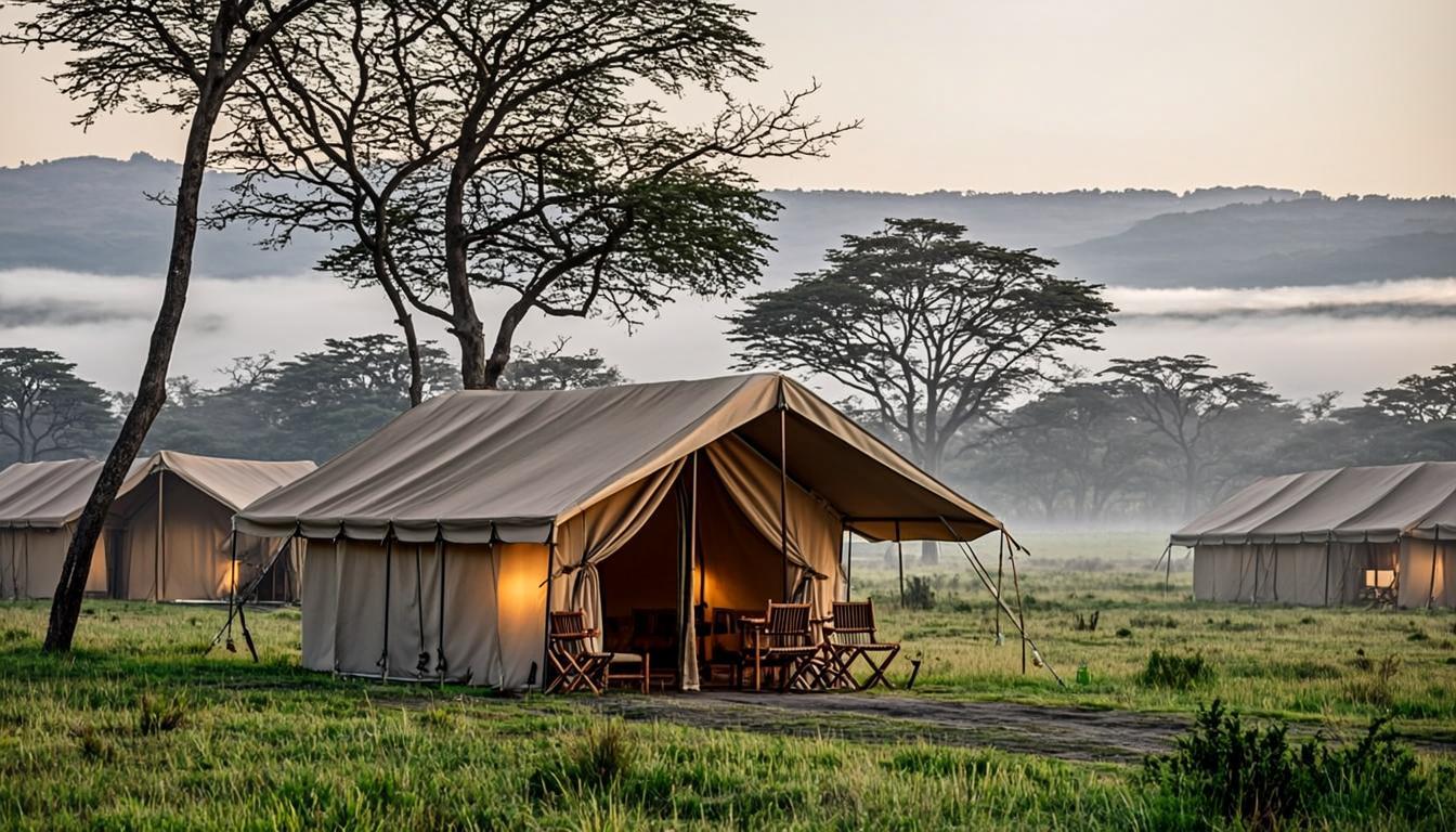 Lemala Camps at misty crater rim